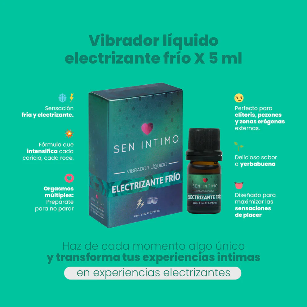 Vibrador Líquido Frío Multiorgasmos para Mujer, Yerbabuena - Sen Íntimo (5ml) ✦ Bajo pedido