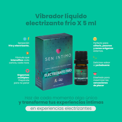 Vibrador Líquido Frío Multiorgasmos para Mujer, Yerbabuena - Sen Íntimo (5ml) ✦ Bajo pedido