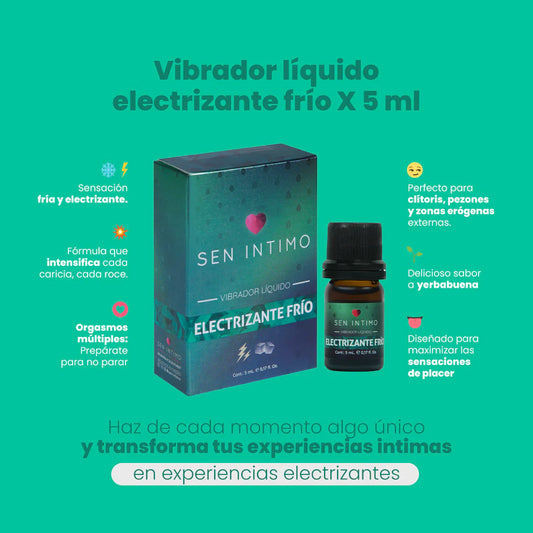 Vibrador Líquido Frío Multiorgasmos para Mujer, Yerbabuena - Sen Íntimo (5ml) ✦ Bajo pedido