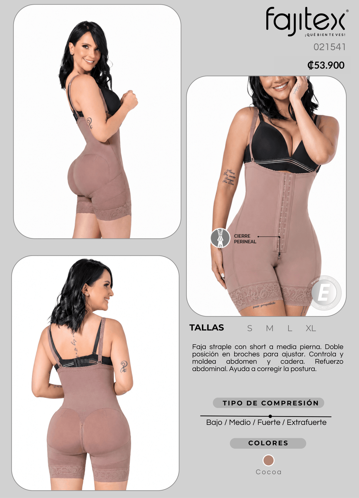Faja Straple Short Media Pierna 021541 - Compresión Fuerte (Cocoa) ✦ Bajo pedido