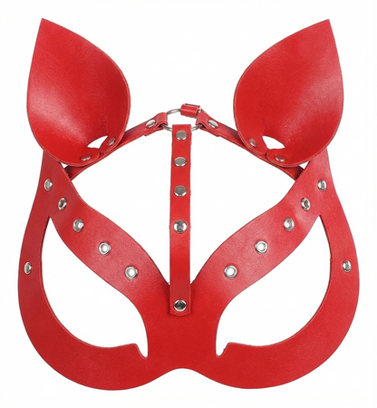 Antifaz BDSM Unitalla Ajustable Cuero Sintético (Negro, Rojo) ✦ Bajo pedido