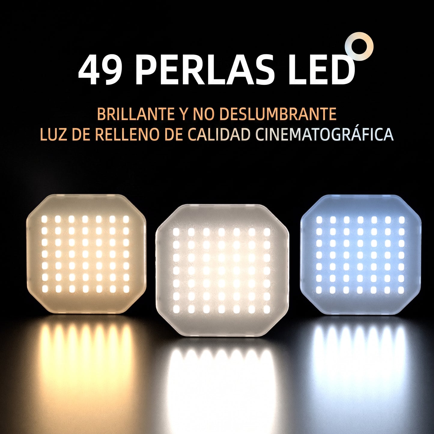 Luz LED Portátil  F01 con Clip y Enganche Magnético, 49 LEDs, Tres Tipos de Luz ✦ Bajo pedido