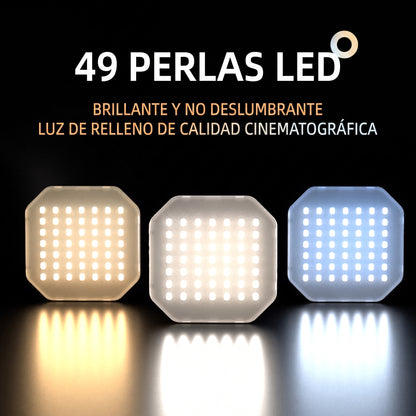Luz LED Portátil  F01 con Clip y Enganche Magnético, 49 LEDs, Tres Tipos de Luz ✦ Bajo pedido