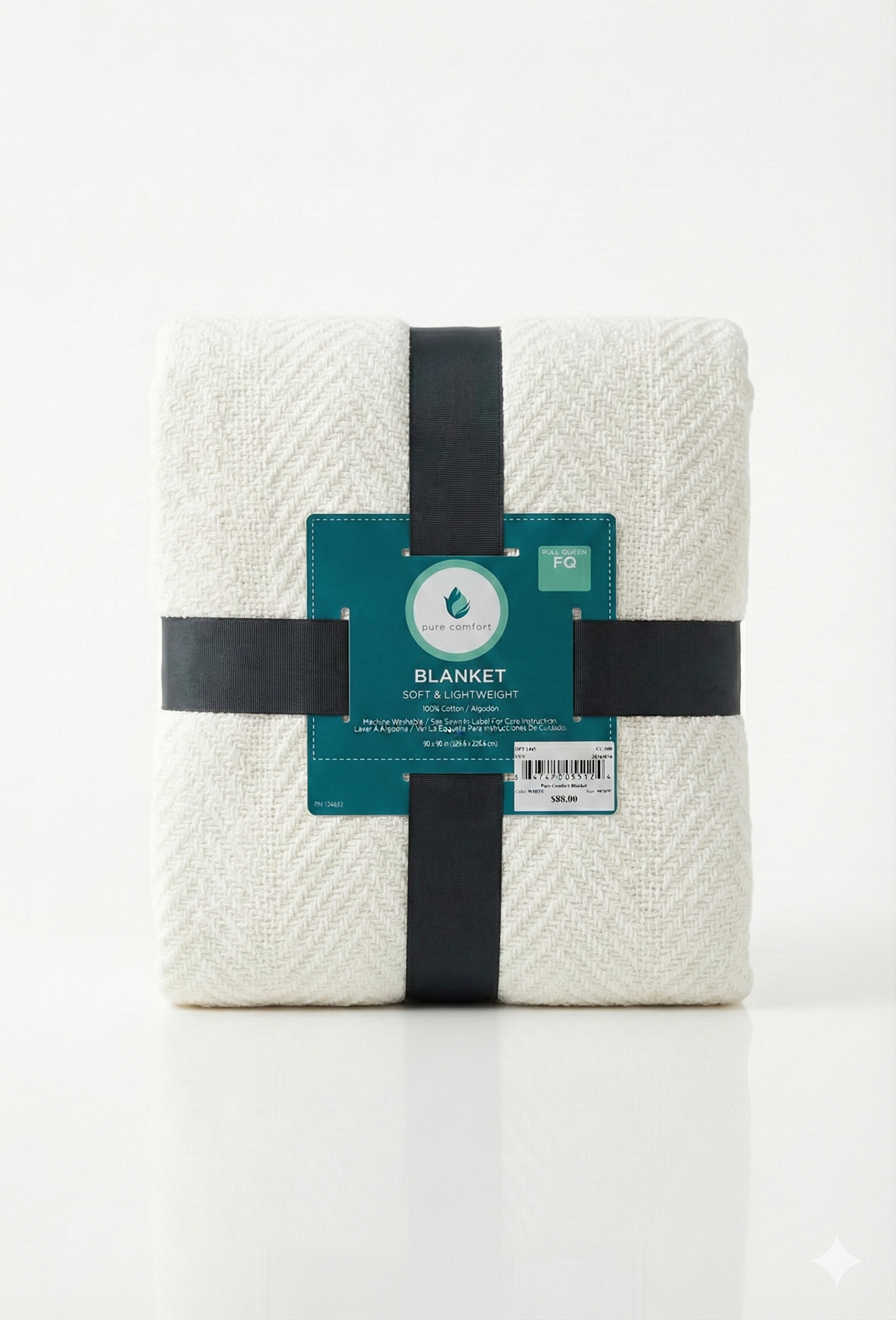 Cobija Ligera 100% Algodón Full/Queen - Tejido de Espiga (Chevron), Suave y Decorativa - Pure Comfort