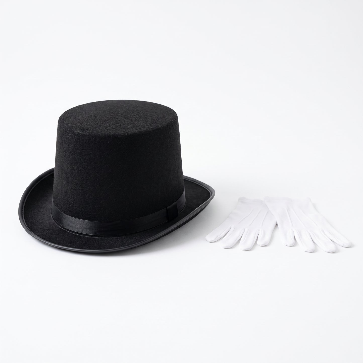 Set Sombrero Negro y Guantes Blancos
