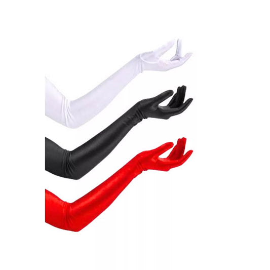 Guantes Largos Satinados - Blanco, Rojo, Negro (Unitalla) ✦ Bajo pedido