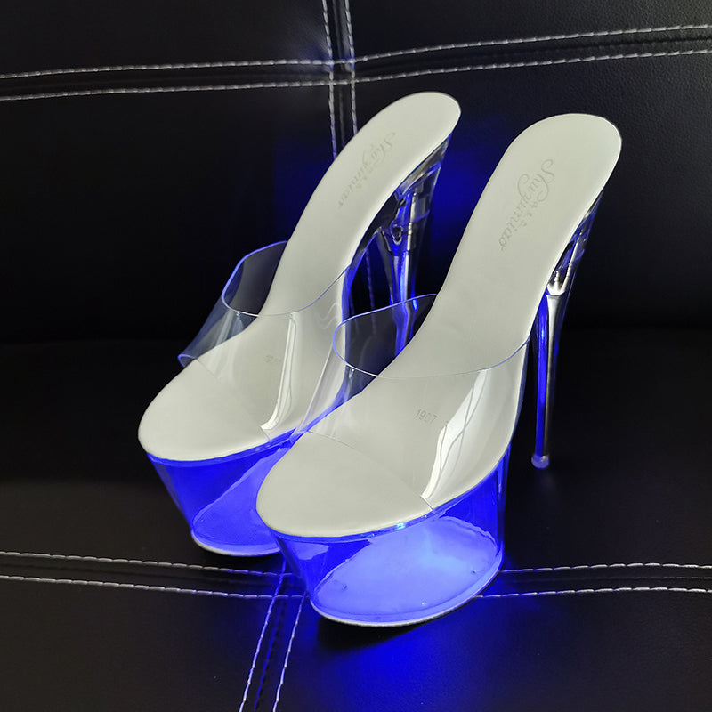 Tacones Transparentes con Luz LED – Plataforma Acrílica (39,41) ✦ Bajo pedido
