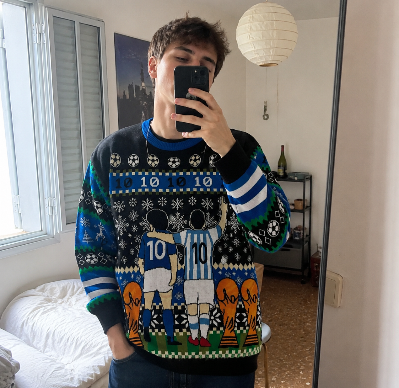 Abrigo Navideño Ugly Sweater Messi Maradona (Unitalla S/M)
