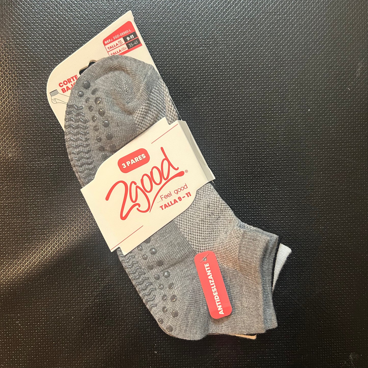 Set 3 Medias Antideslizantes para Pilates, Corte Bajo - 2Good (Blanco, Negro, Gris)