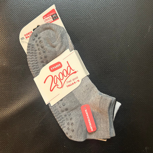 Set 3 Medias Antideslizantes para Pilates, Corte Bajo - 2Good (Blanco, Negro, Gris)