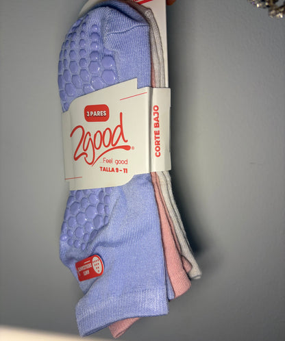Set 3 Medias Antideslizantes para Pilates, Bajo - 2Good (2 Colores)