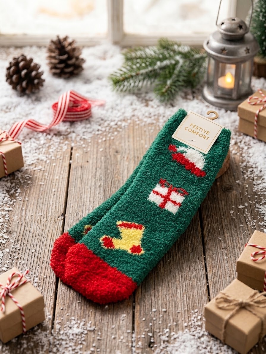 Medias Navideñas Peludas Unitalla (36-39) - Regalo