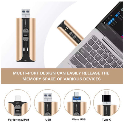 Llave Maya 1TB, para respaldo de fotos y videos, compatible con iPhone, Android, PC (Dorado)