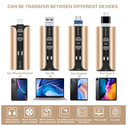 Llave Maya 1TB, para respaldo de fotos y videos, compatible con iPhone, Android, PC (Dorado)