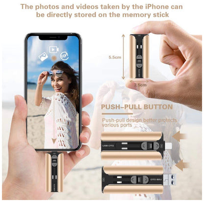 Llave Maya 1TB, para respaldo de fotos y videos, compatible con iPhone, Android, PC (Dorado)