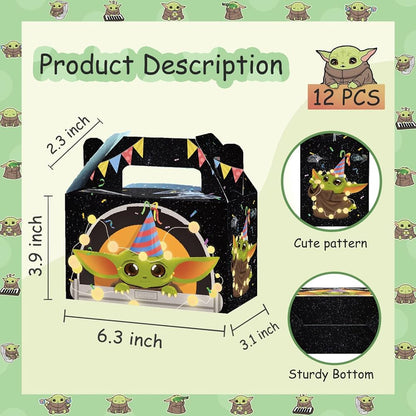 Set de 12 Cajas de Fiesta Baby Yoda Grogu Mandaloriuan