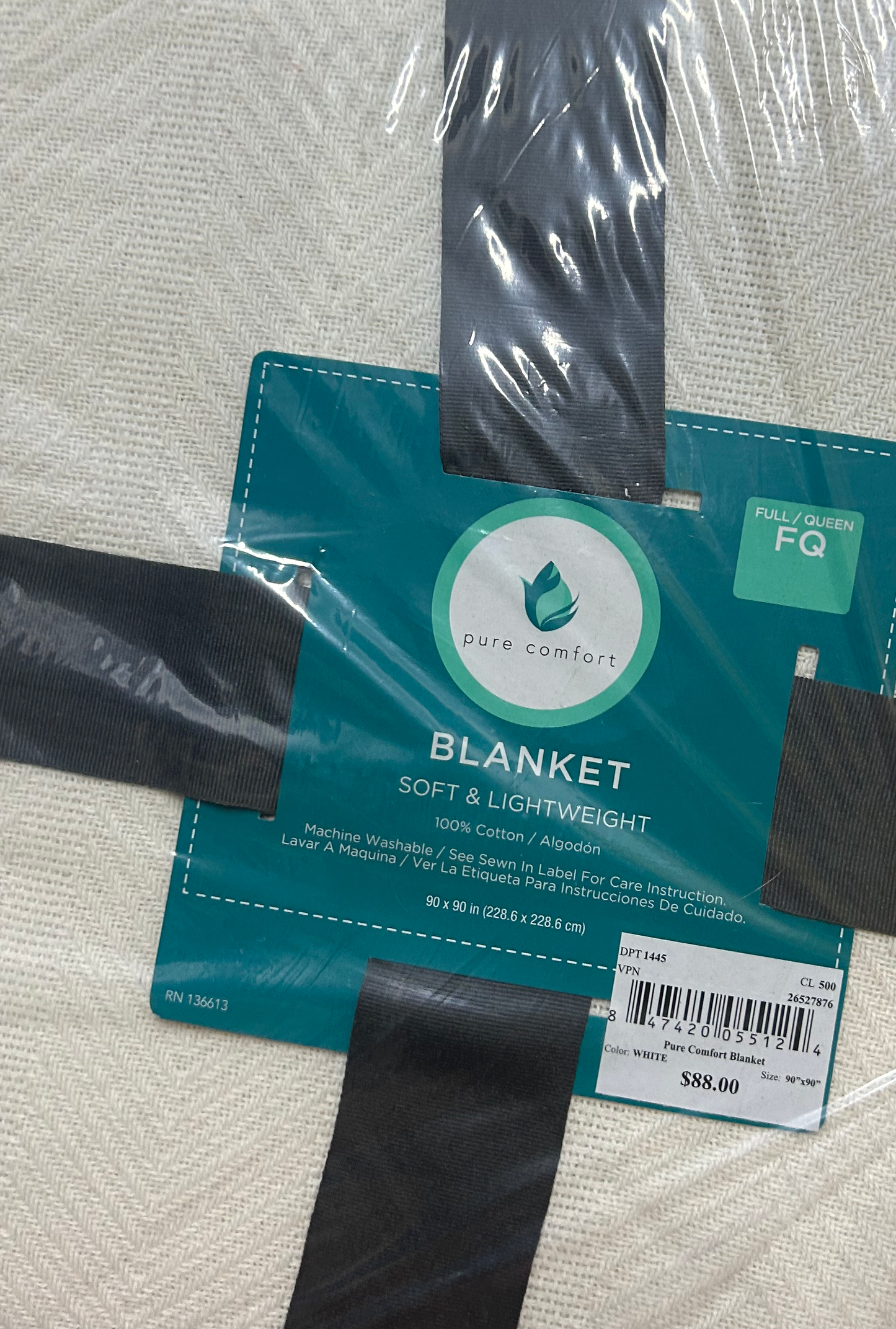 Cobija Ligera 100% Algodón Full/Queen - Tejido de Espiga (Chevron), Suave y Decorativa - Pure Comfort