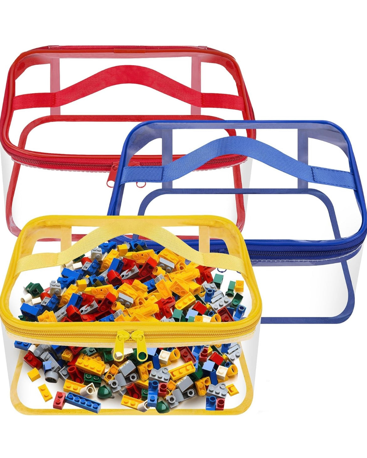 Set de 3 organizadores transparentes con zipper, cartuchera, cosmetiquera, de viaje de PVC