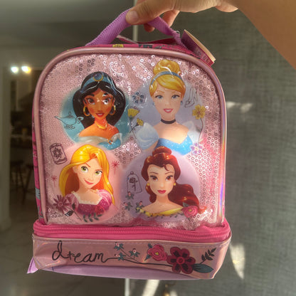 Lonchera Disney Princesas Jazmín, Cenicienta, Rapunzel y Bella con Corona
