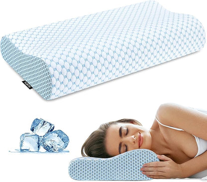 Almohada cervical para aliviar el dolor de cuello, ergonómica, ortopédica, de enfriamiento y memory foam, funda removible, 2 alturas - Ylekto