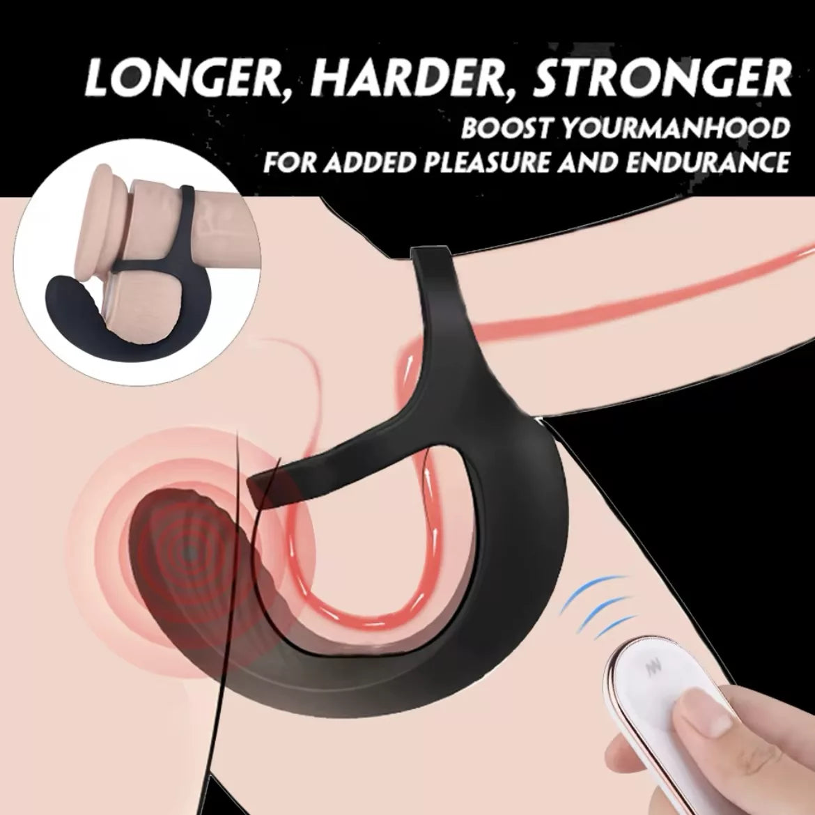 Gorman - Anillo Vibrador Retardante y Estimulador Prostático con Control ✦ Bajo pedido