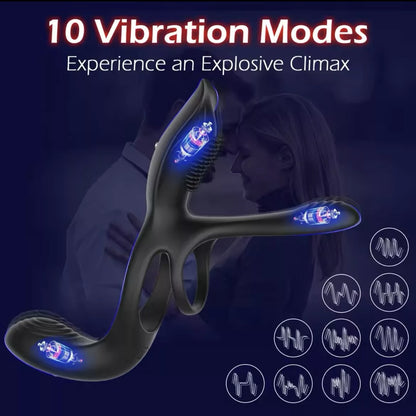 Anillo Multifacético – Vibrador Retardante, Estimulador Prostático, Clítoris y Punto G ✦ Bajo pedido