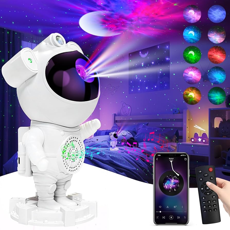Proyector Astronauta Parlante Bluetooth - Estrellas, Nebulosa y Ruido Blanco ✦ Bajo pedido