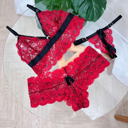 Set Lencería 3PCZ - Rojo, Vino (Unitalla S/M) ✦ Bajo pedido
