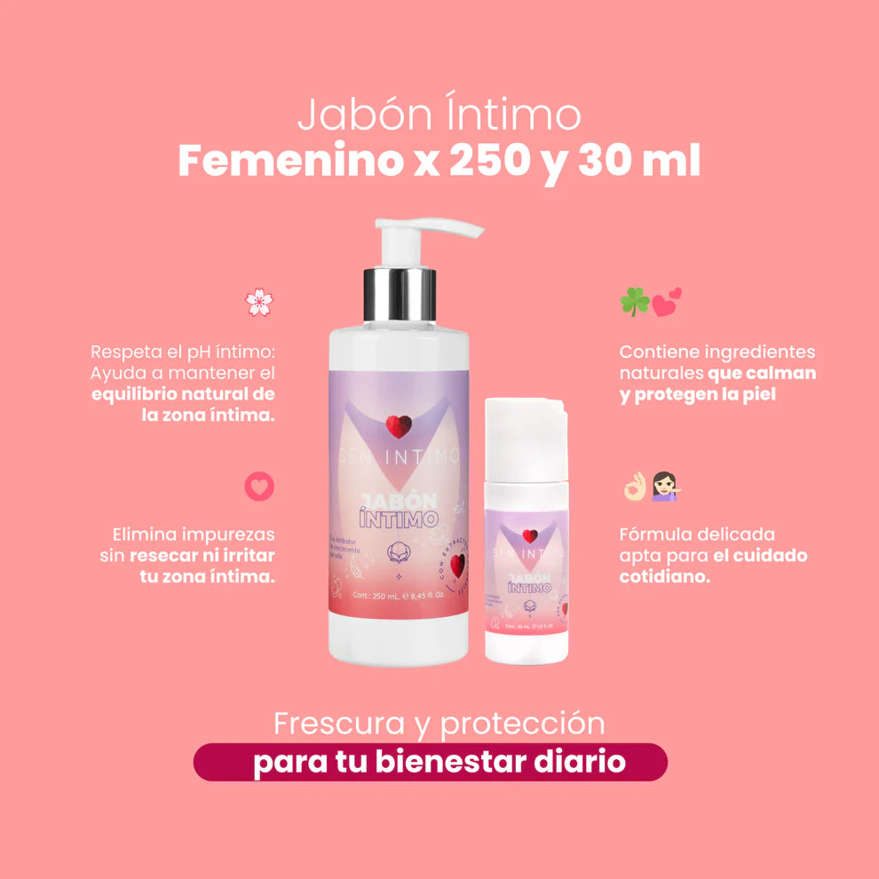 Jabón Íntimo Femenino Manzanilla y Aloe Vera con Inhibidor de Crecimiento de Vello - Sen Íntimo (250ml) ✦ Bajo pedido