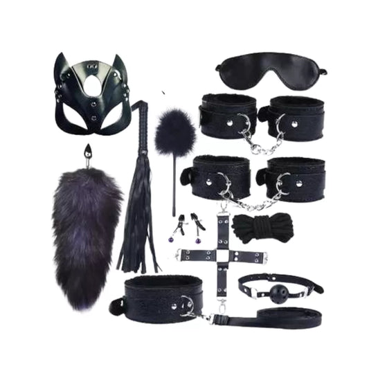 Kit Erótico BDSM Premium con Plug de Cola Peluda – 12 Piezas ✦ Bajo pedido