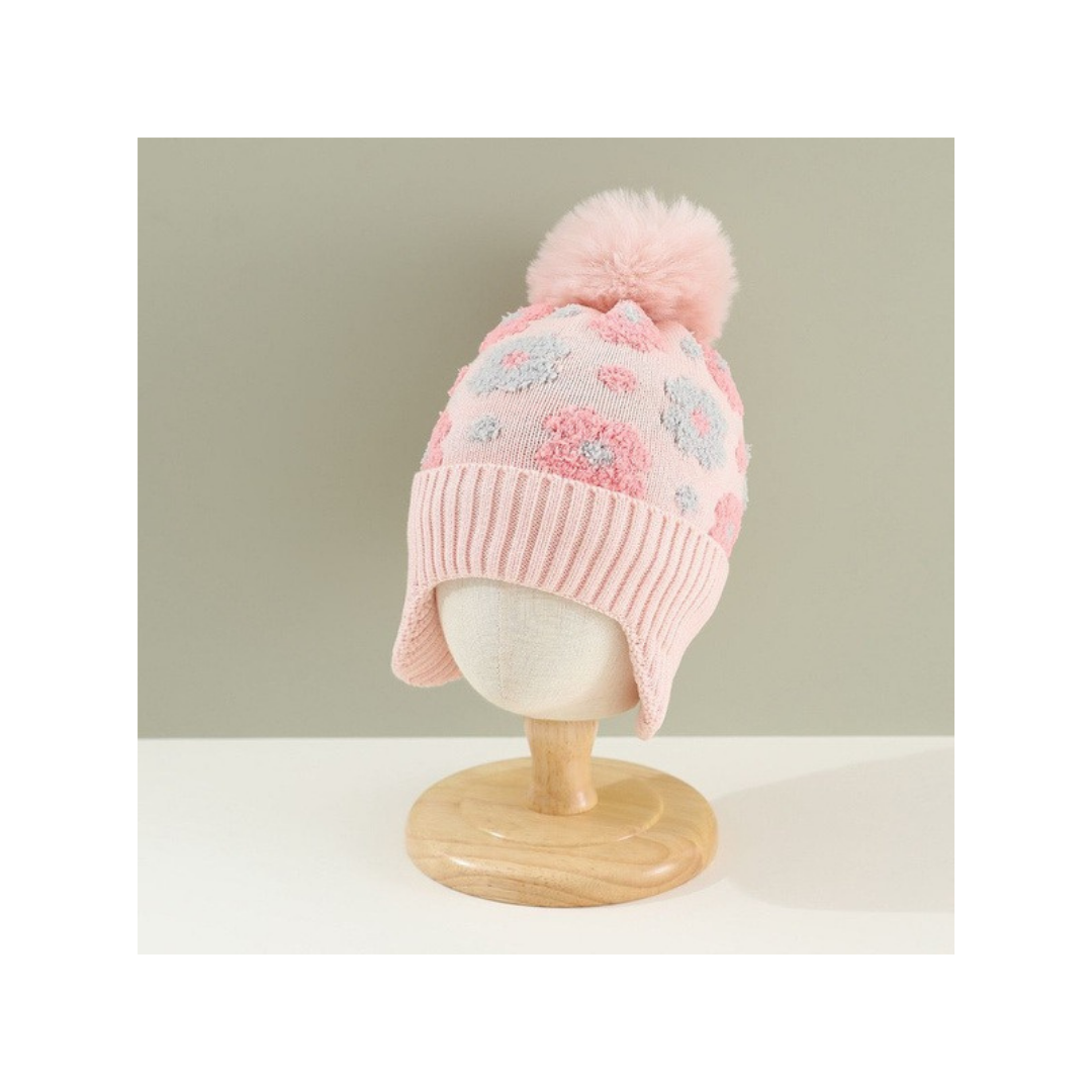 Gorro Infantil Lana Flores (3 Colores) ✦ Bajo pedido