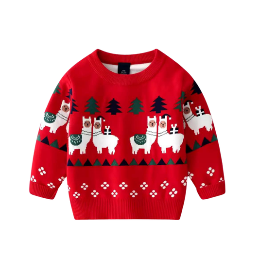 Abrigo Navideño, Ugly Sweater Infantil - Llamas ✦ Bajo pedido
