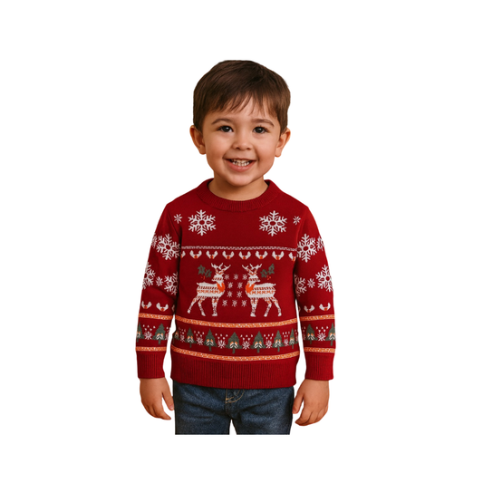 Abrigo Navideño, Ugly Sweater Infantil (2Y,3Y,4Y) - Renos ✦ Bajo pedido