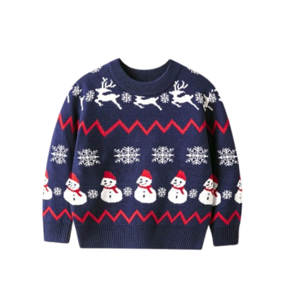 Abrigo Navideño, Ugly Sweater Infantil - Reno y Muñeco de Nieve ✦ Bajo pedido