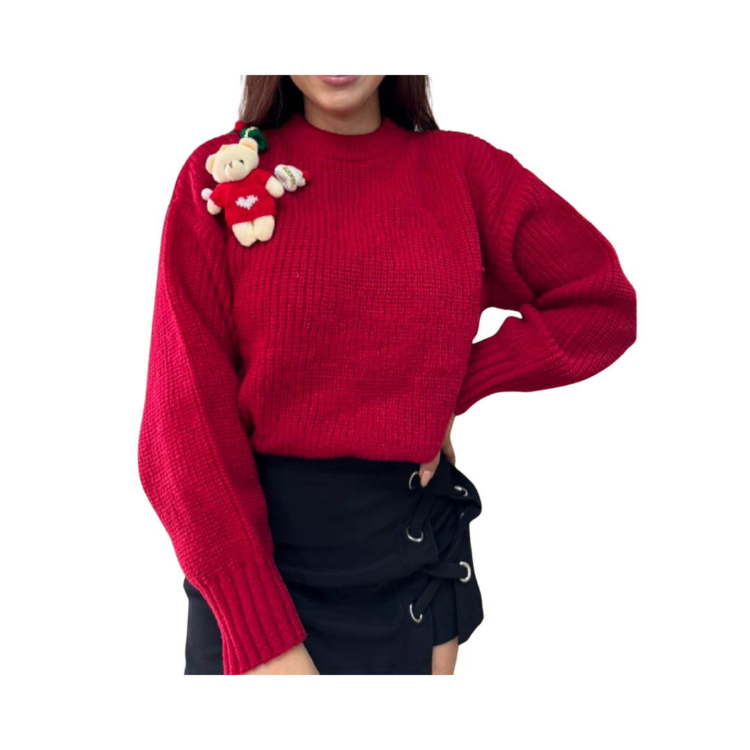 Abrigo Navideño, Ugly Sweater Adulto Dama - Osito 3D (Unitalla) ✦ Bajo pedido
