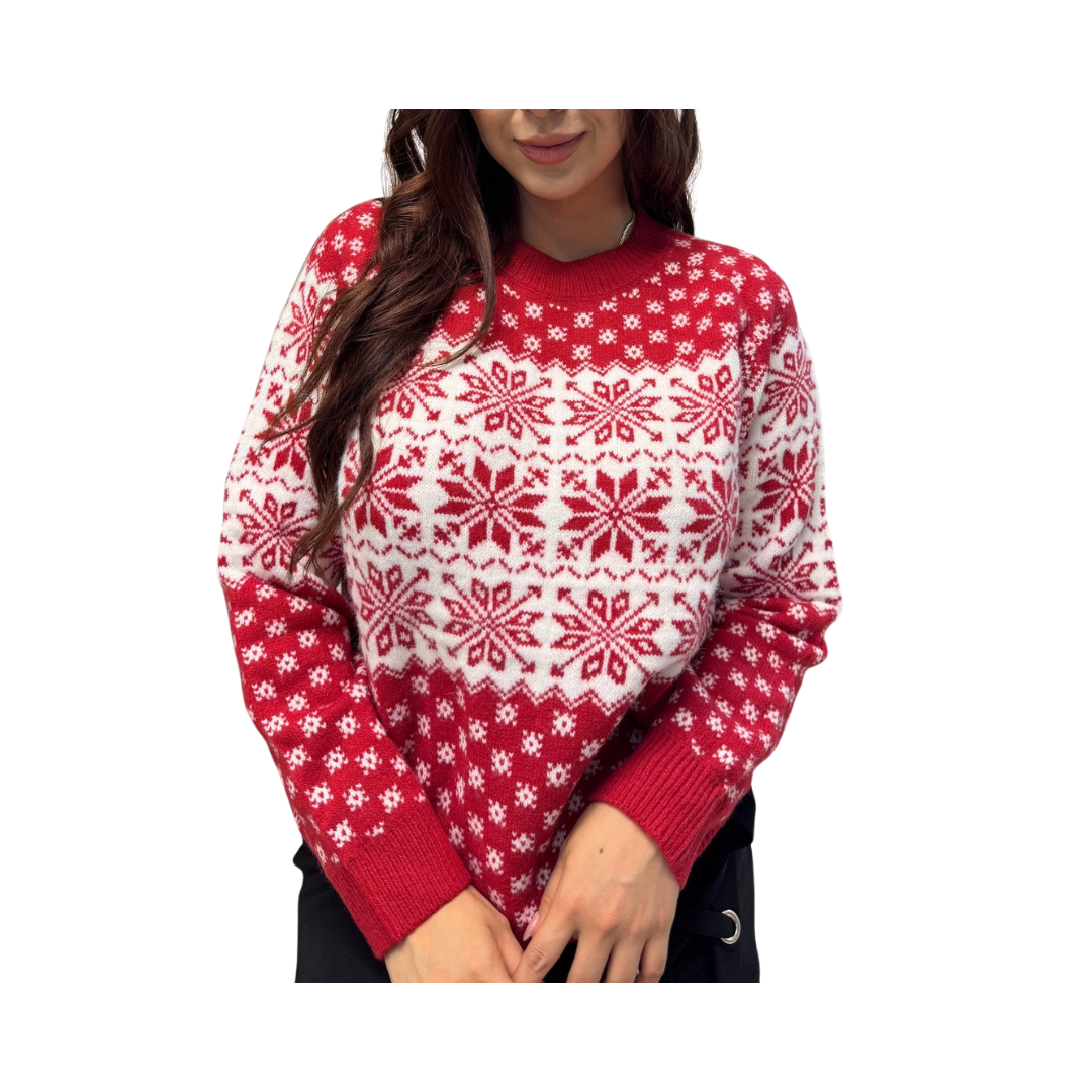 Abrigo Navideño, Ugly Sweater Adulto Dama - Copos de Nieve (M,L,XL) ✦ Bajo pedido