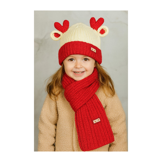 Set 2PCZ Gorro Reno y Bufanda Roja Navideños ✦ Bajo pedido