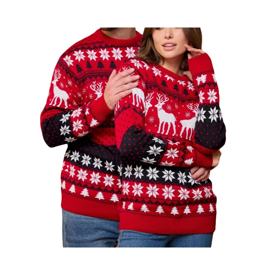 Abrigo Navideño, Ugly Sweater Adulto Dama (L,XL) y Caballero (M,L,XL) - Renos ✦ Bajo pedido