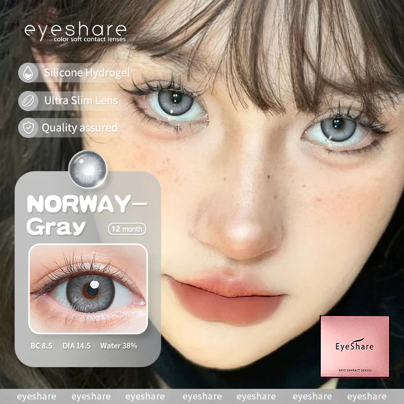 Lentes de Contacto con Agrandamiento de Ojos (14.5mm) Gris Norway Gray - Eyeshare Vision