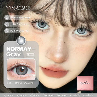 Lentes de Contacto con Agrandamiento de Ojos (14.5mm) Gris Norway Gray - Eyeshare Vision