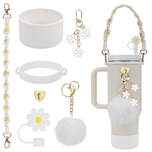 Set de Accesorios para Botella Stanley y Owala - Blanco