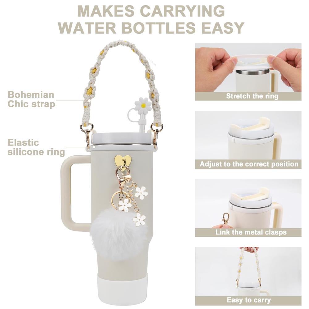 Set de Accesorios para Botella Stanley y Owala - Blanco