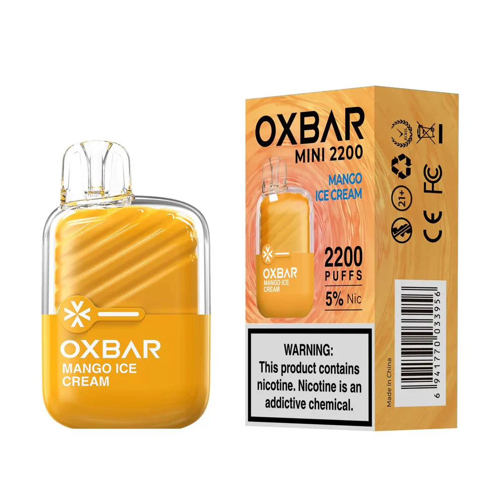 Vaporizador Desechable Oxbar Mini 2200 Puffs, 5% Nicotina - Mango Ice Cream