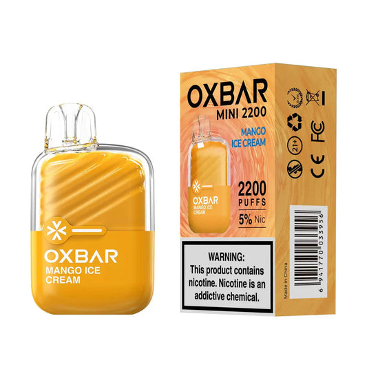 Vaporizador Desechable Oxbar Mini 2200 Puffs, 5% Nicotina - Mango Ice Cream