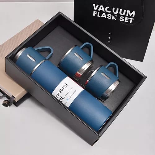 Set Botella Térmica al Vacío + 3 Tazas Térmicas para Viaje Vacuum Flask (500ml) - 4 colores