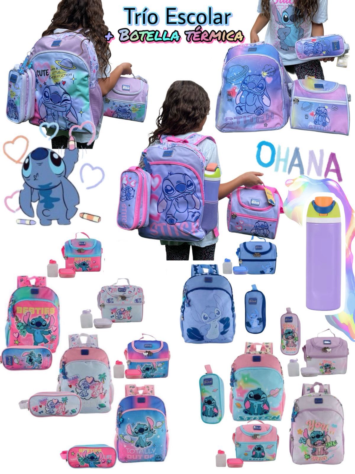 Kit Salveque Stitch Licencia Disney con Lonchera y Cartuchera + Botella - YOLO ✦ Bajo pedido