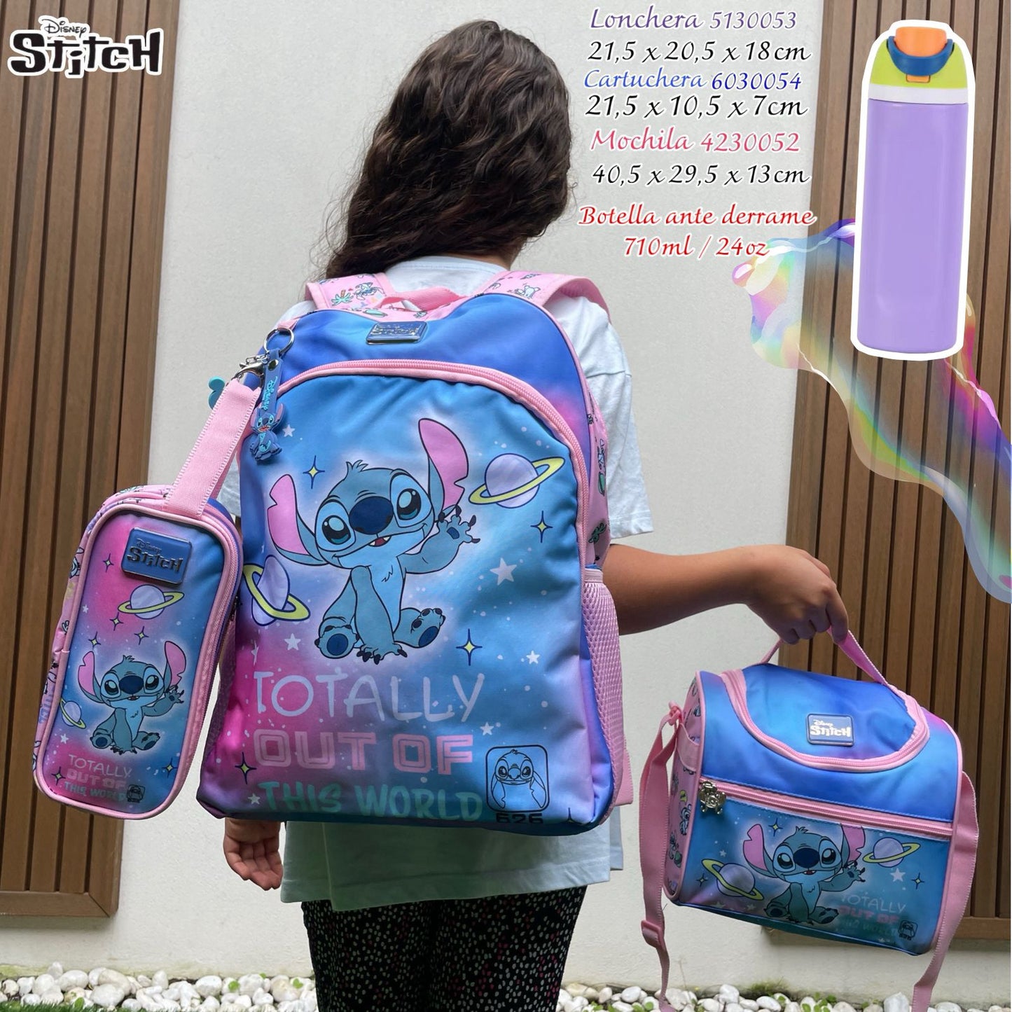 Kit Salveque Stitch Licencia Disney con Lonchera y Cartuchera + Botella - YOLO ✦ Bajo pedido