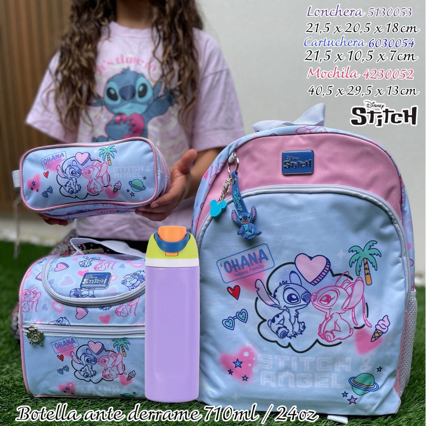 Kit Salveque Stitch Licencia Disney con Lonchera y Cartuchera + Botella - YOLO ✦ Bajo pedido