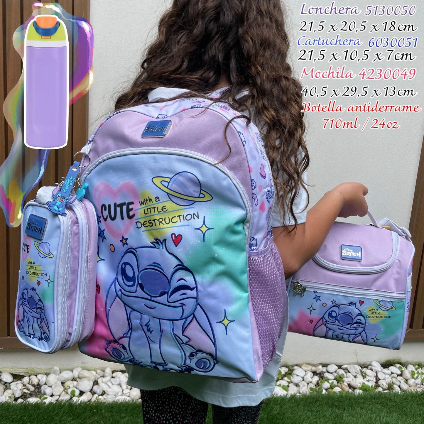 Kit Salveque Stitch Licencia Disney con Lonchera y Cartuchera + Botella - YOLO ✦ Bajo pedido