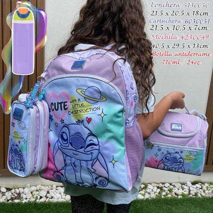 Kit Salveque Stitch Licencia Disney con Lonchera y Cartuchera + Botella - YOLO ✦ Bajo pedido
